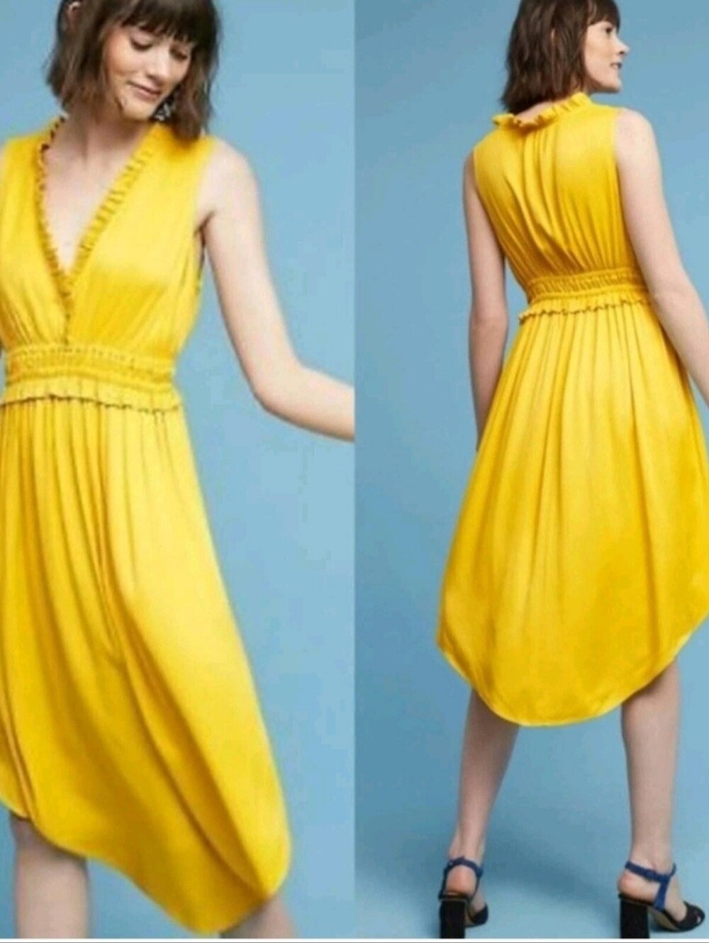 Maeve Anthropologie La Habana Dress Size Medium Yellow Mustard